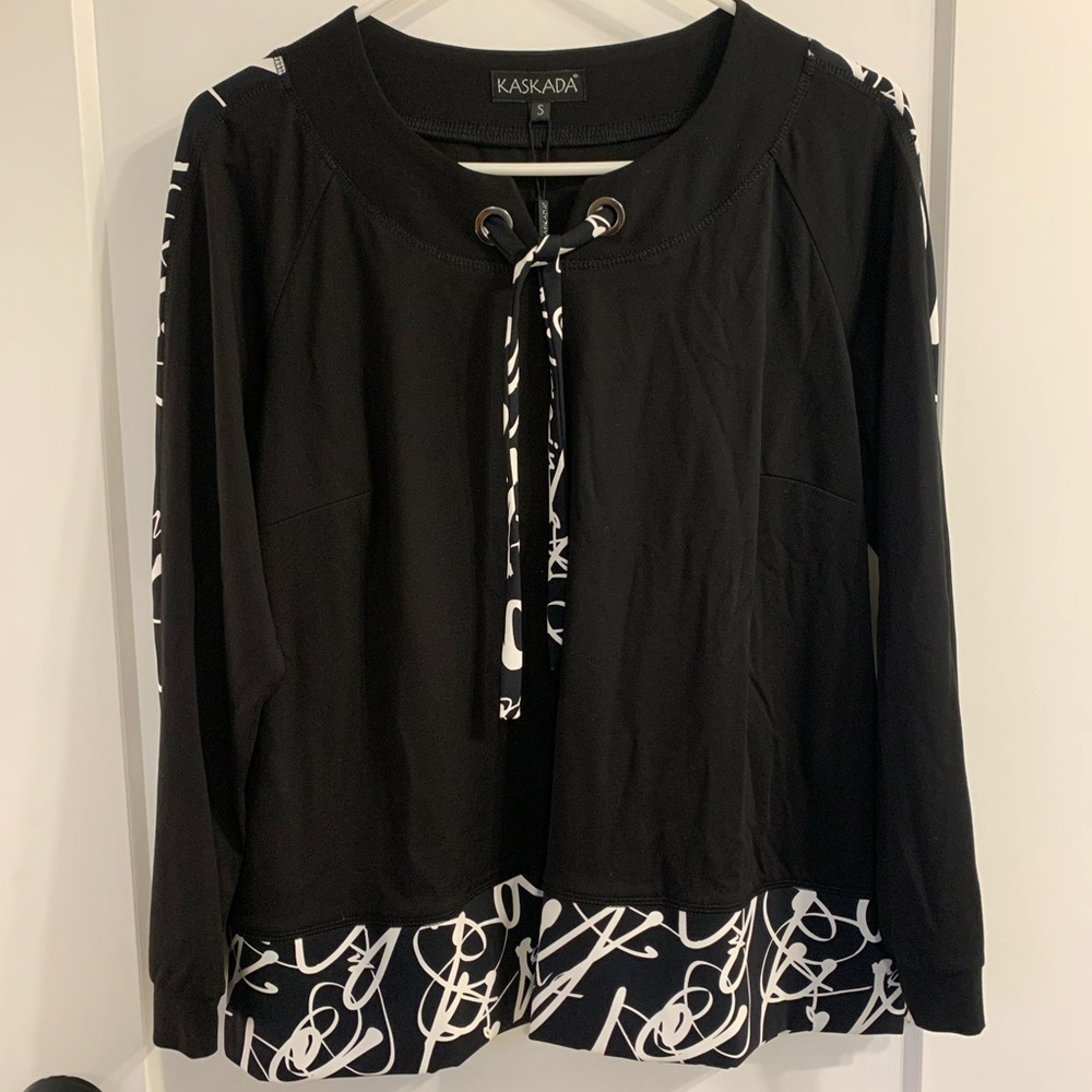 Black Women's Top with White Accents